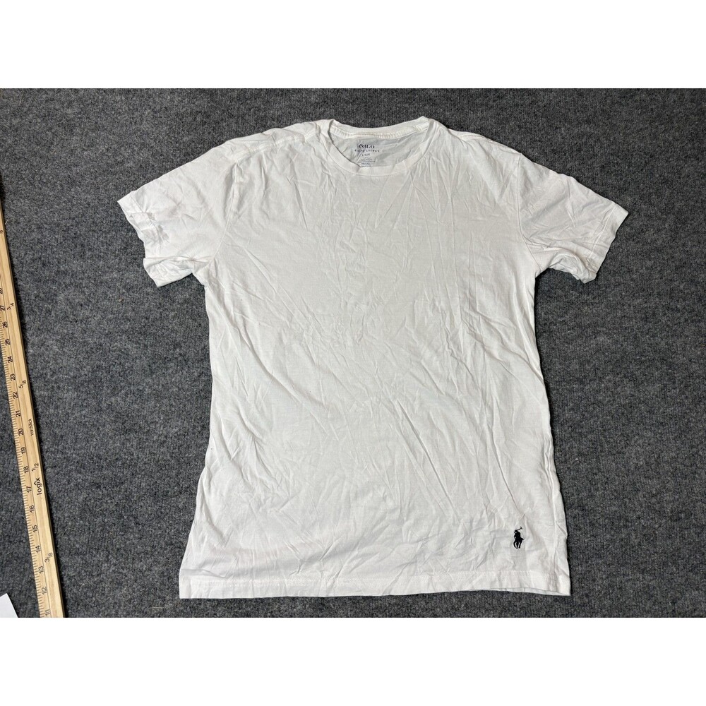 Polo Ralph Lauren Shirt Mens Large White Crew Neck Cotton Logo Tee Basic